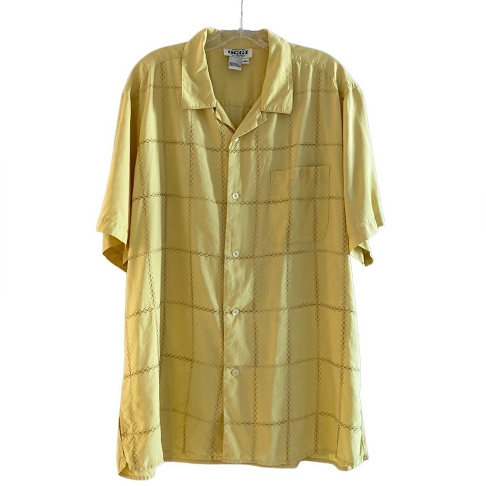 OGGI Fine Men's Wear Atlantic City yellow silk shirt sleeve shirt. XL